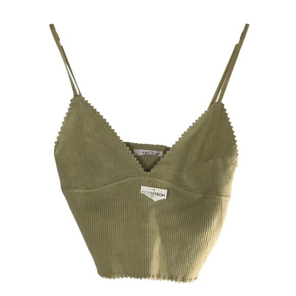 Pacsun LA Hearts Hanna Tank Top Ribbed V-Neck Cropped Olive Green NWT Medium - Picture 3 of 7